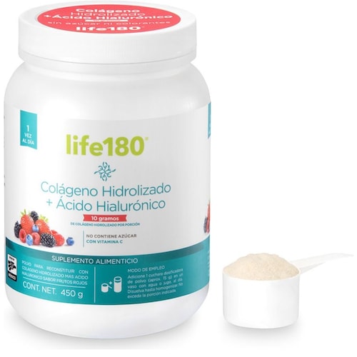 Colágeno Hidrolizado en Polvo Y Ácido Hialurónico + Vitamina C Life 180