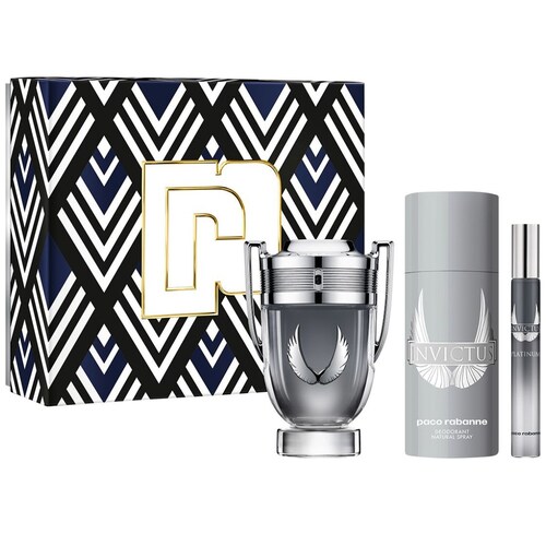 Paco Rabanne Invictus Platinum Set para Hombre Perfume Edp 100Ml + Desodorante 150Ml + Perfume de Bolsillo 10Ml