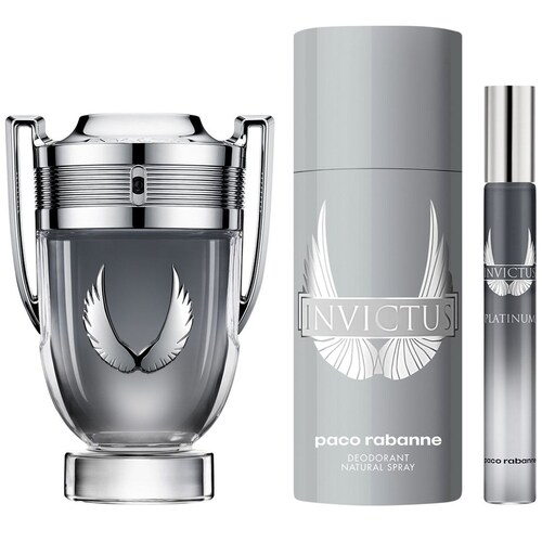 Paco Rabanne Invictus Platinum Set para Hombre Perfume Edp 100Ml + Desodorante 150Ml + Perfume de Bolsillo 10Ml