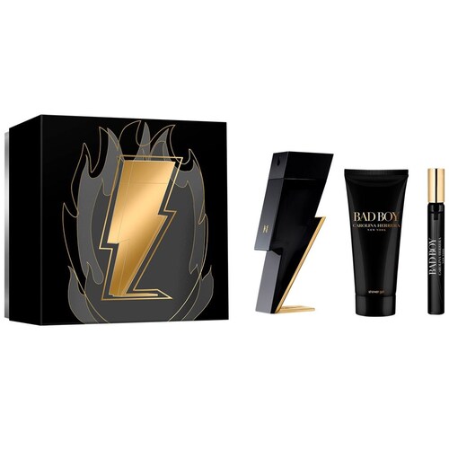 Carolina Herrera Bad Boy Set para Hombre Perfume Edt 100Ml + Shower Gel 100Ml + Perfume de Bolsillo 10Ml