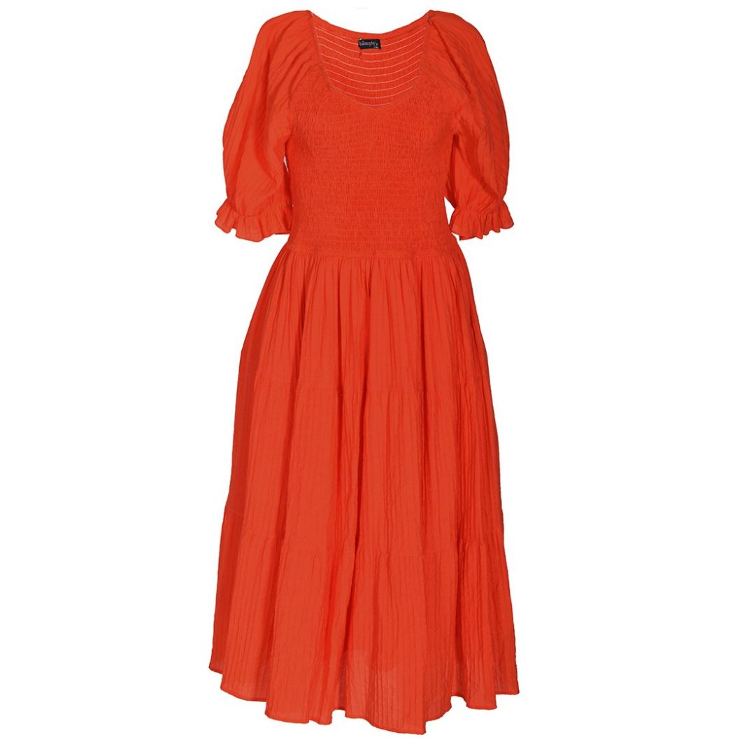 Vestido con detalle de olanes liso main image 1