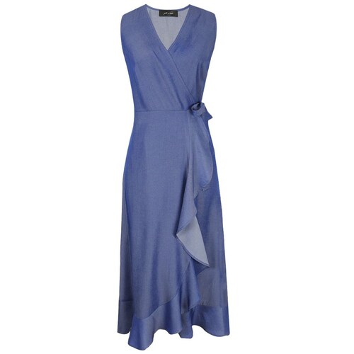 Vestido Just By Basel Sin Manga Cuello V Cruzado Diseño Liso