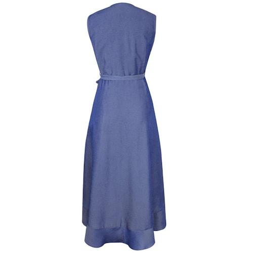 Vestido Just By Basel Sin Manga Cuello V Cruzado Diseño Liso