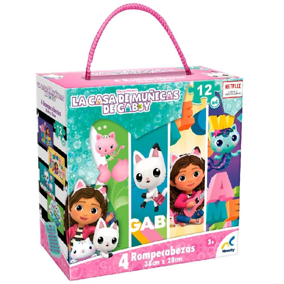 Rompecabezas 4 en 1 Gabby´s Dollhouse 12 Piezas Cada uno