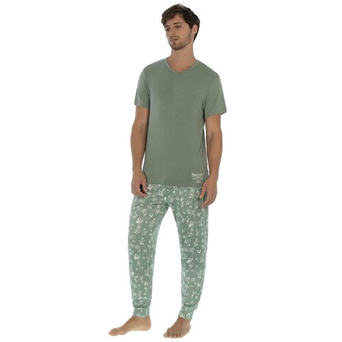 Pigiama Uomo LVB A Maniche Corte E Jogger, 100% Cotone Jersey 145 G, Modello Sportivo Girocollo Con Pantalone Tasche E Polsini, Vestibilità Comoda