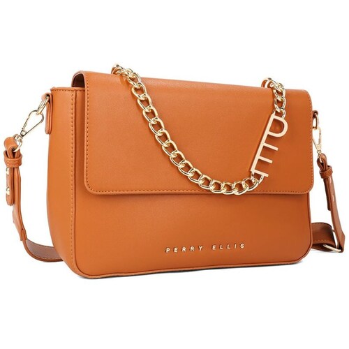 Bolsa Estilo Crossbody Marca Perry Ellis Color Camello