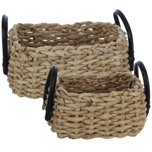 Home Nature Set de 2 Canastas Decorativas Itzi Hechas con Hojas de Maíz 28.5*22.5*16 Cm, 20.5*15*13 Cm