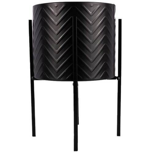 Home Nature Maceta de Metal Color Negro con Base de Herrería 22*13.5*13.5 Cm