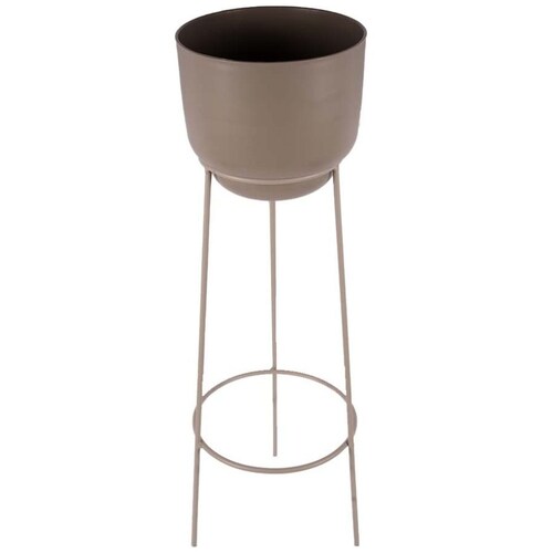 Home Nature Maceta "adal" Mediana de Plástico con Base de Herrería Color Beige 43*19*18 Cm