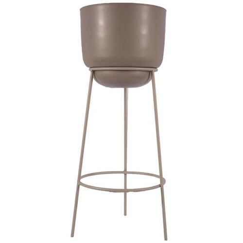 Home Nature Maceta "adal" Mediana de Plástico con Base de Herrería Color Beige 43*19*18 Cm