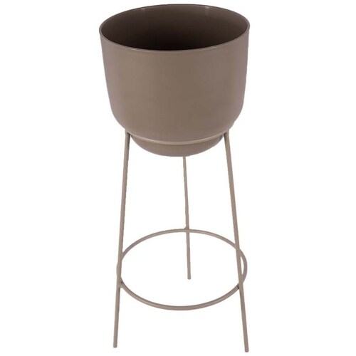 Home Nature Maceta "adal" Mediana de Plástico con Base de Herrería Color Beige 43*19*18 Cm