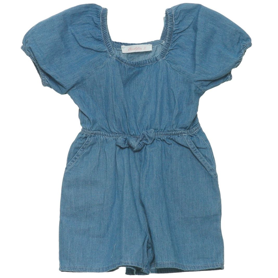 Bebe Leah Chambray Romper in Indigo