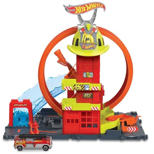 Pista de Juguete Hot Wheels City Súper Estación de Bomberos