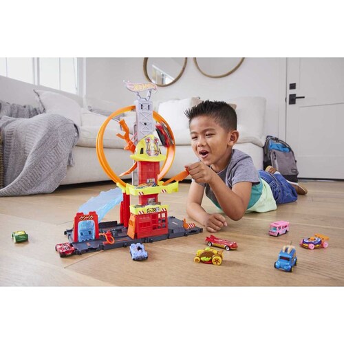 Pista de Juguete Hot Wheels City Súper Estación de Bomberos