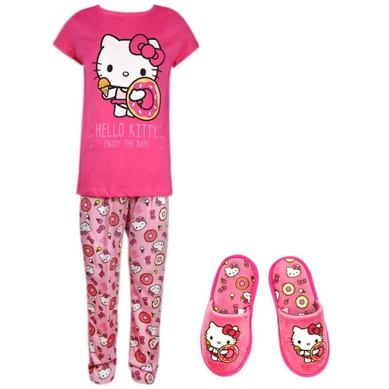 Pijama para Niña Playera Manga Corta Pantufla con Estampado Kitty