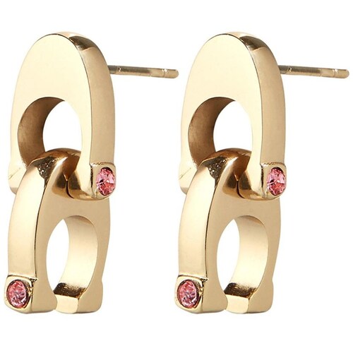 Aretes Marca Coach Color Rosa Acabado Cristal