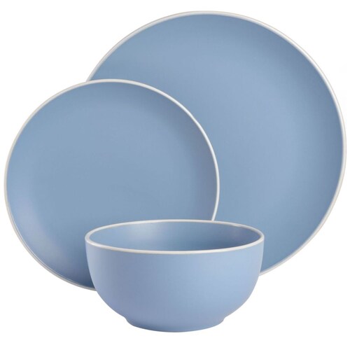 Vajilla 12 Piezas Azul Solido Mate Cerámica Gibson