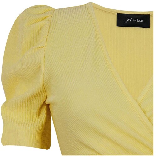 Blusa Just By Basel Manga Corta Abombadas Cuello V Cruzado Diseño Liso