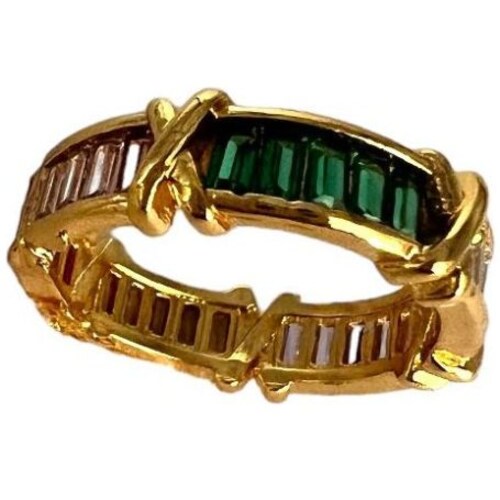 Anillo Ajustable X con Piedras Multicolores Gold Wishes