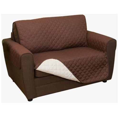 Cubre Sala 1-2-3 Doble Vista Color Chocolate Y Beige Dormireal - Standard