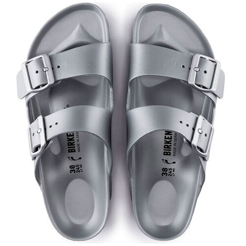 Sandalia Doble Hebilla Plata Birkenstock