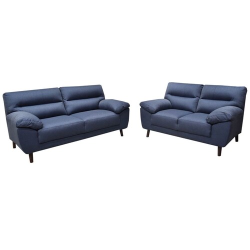Sala Sofá y Love Seat Oliana Tela Azul Muebles  Liz