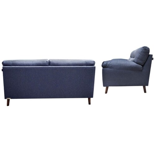 Sala Sofá y Love Seat Oliana Tela Azul Muebles  Liz