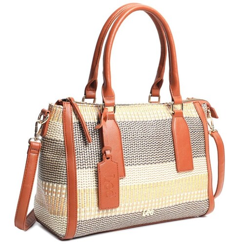 Bolsa Estilo Bowling con Print de Colores y Detalles en Camel Marca Lee Modelo A10687