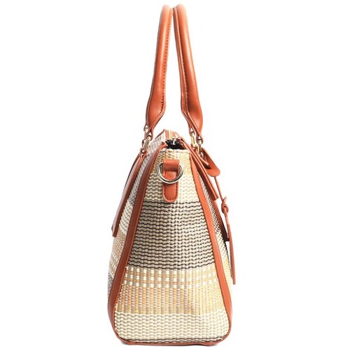 Bolsa Estilo Bowling con Print de Colores y Detalles en Camel Marca Lee Modelo A10687
