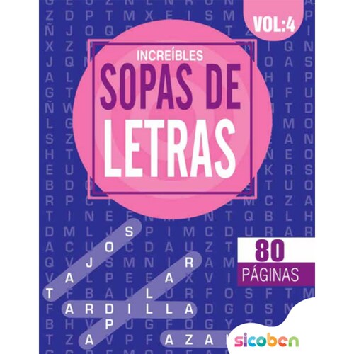 Libro de Sopas de Letras Increíbles Ii 20X26Cm 80 Páginas 4 Modelos Wizzdom