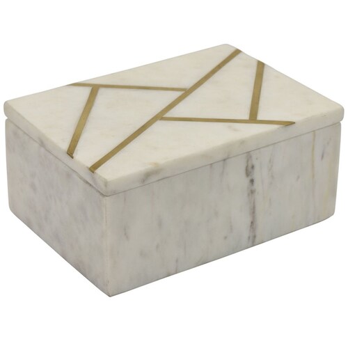 Caja Mármol Blanco Toques Dorados Decorative Boxes