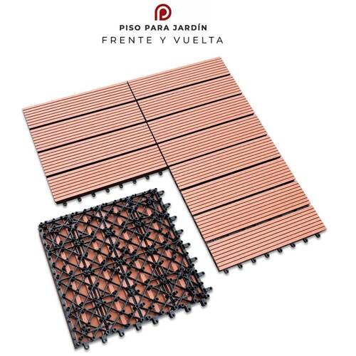 Piso Modular Deck Ladrillo para Jardín de 30 X 30 Cm Cubre 0.81M2 Deco Pvc