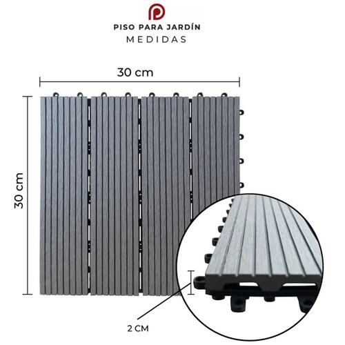 Piso Modular Deck Ladrillo para Jardín de 30 X 30 Cm Cubre 0.81M2 Deco Pvc