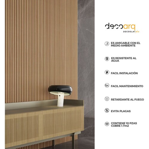 Lambrin Plus  Decorativo Madera Arce de 100 Cm X 17 Cm Cubre 1.7 M2 Deco Pvc