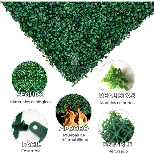 Muro Verde Clásico Arrayan  Follaje Artificial para Muro 50 X 50 Cm Cubre 2M2 Deco Pvc