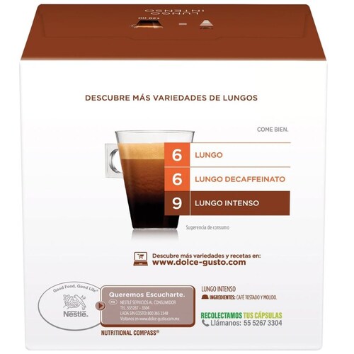 Cápsula Lungo Intenso Nescafe Dolce Gusto