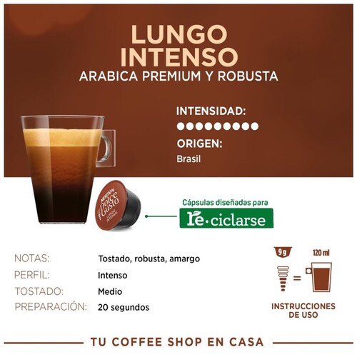 Cápsula Lungo Intenso Nescafe Dolce Gusto