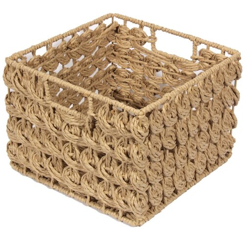Home Nature Cajón Cuadrado Grande Tejido de Cuerda de Papel 31*31*21 Cm
