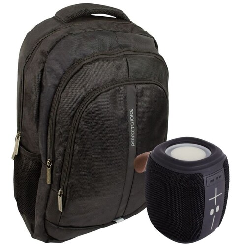 Mochila Portalaptop Perfect Choice Negra+ Bocina Novel Drum