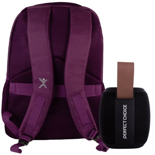 Mochila Portalaptop Perfect Choice Essential Morada+ Bocina Novel Drum