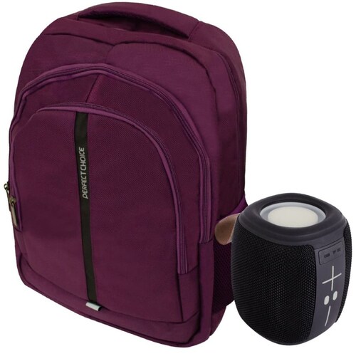 Mochila Portalaptop Perfect Choice Essential Morada+ Bocina Novel Drum