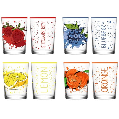 Vaso de Vidrio Transparente Decorado de Frutas 520 Ml  Herevin