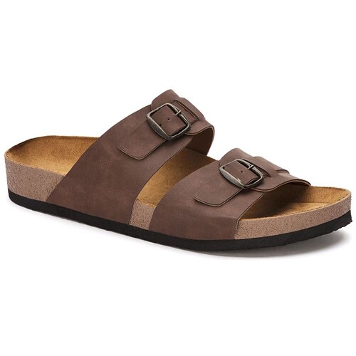 Sandalia Doble Hebilla para Hombre Cafe Ferrato