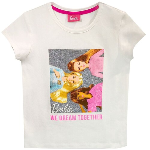 Playera Manga Corta Estampada Barbie para Niña