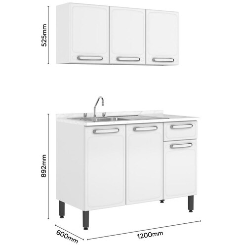 Cocina Acero Bertolini Alaska 120 Cm Blanca