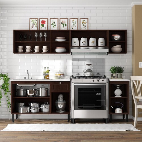 Cocina Madera Bertolini Libertad 240 Cm Chocolate