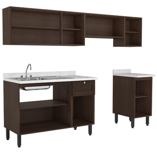 Cocina Madera Bertolini Libertad 240 Cm Chocolate