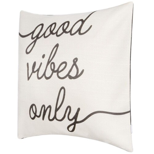 Home Nature Cojín "good Vibes Only"  Hueso Back Negro 100% Poliéster