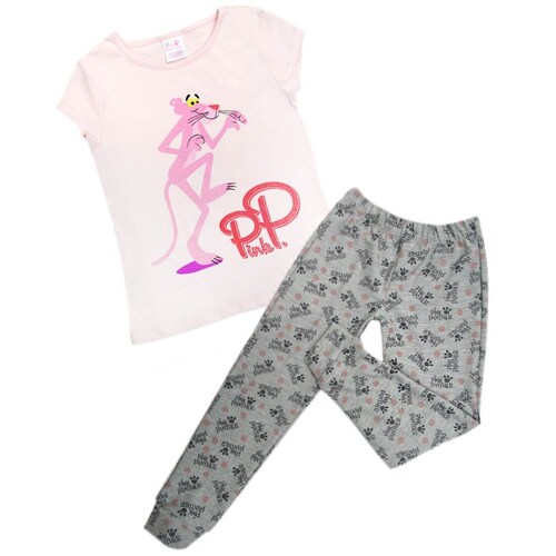 Pijama para Niña Playera Manga Corta Pantalón con Estampado Pink Panther