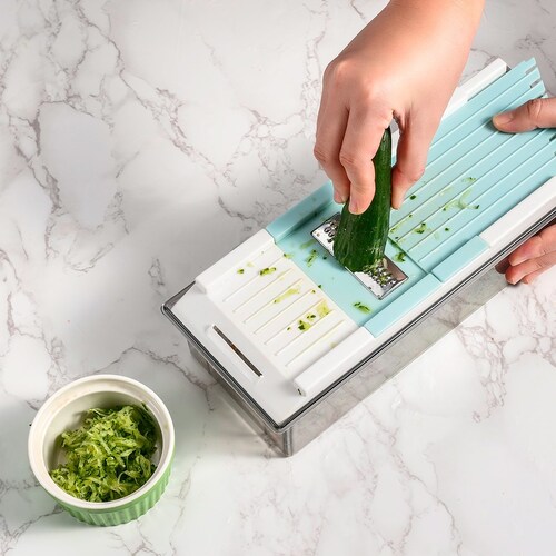 Cortador de Verduras Multifunción 9 en 1 Azul Transparente  L&c Home